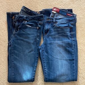 Size 29 lucky brand sofia boot and size 4L AE skinny jeans